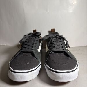 Vans Filmore Canvas Dark Grey, White, &‎ Brown Low Skate Shoes - Size 12